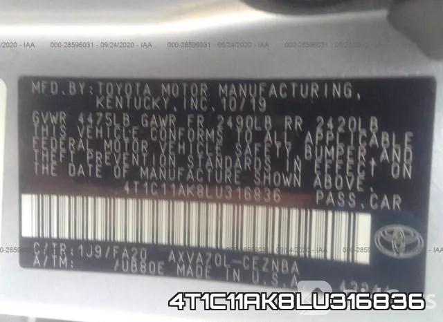 4T1C11AK8LU316836 фото 10