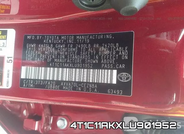 4T1C11AKXLU901952 фото 10