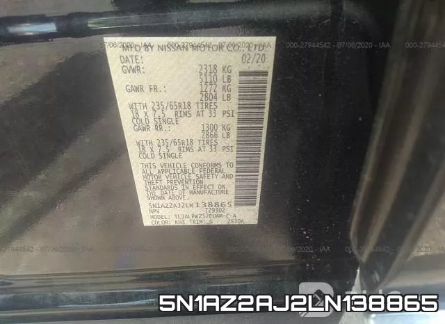 5N1AZ2AJ2LN138865 фото 10
