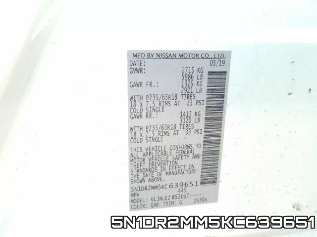 5N1DR2MM5KC639651 фото 2