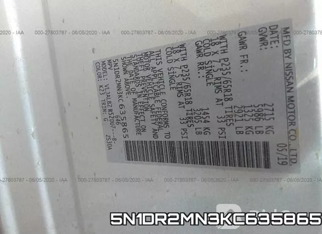5N1DR2MN3KC635865 фото 10