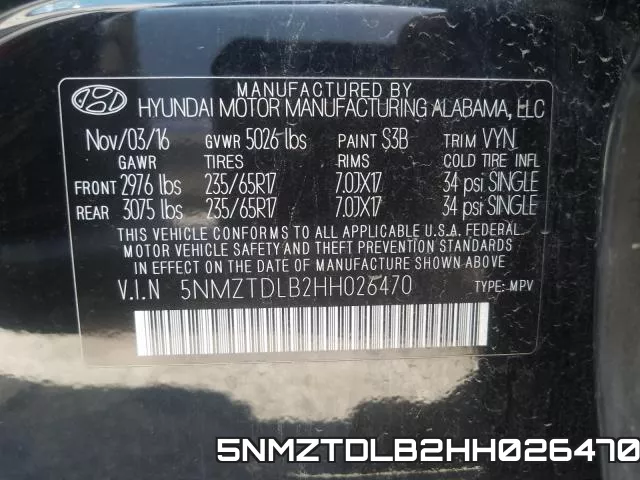 5NMZTDLB2HH026470 фото 2