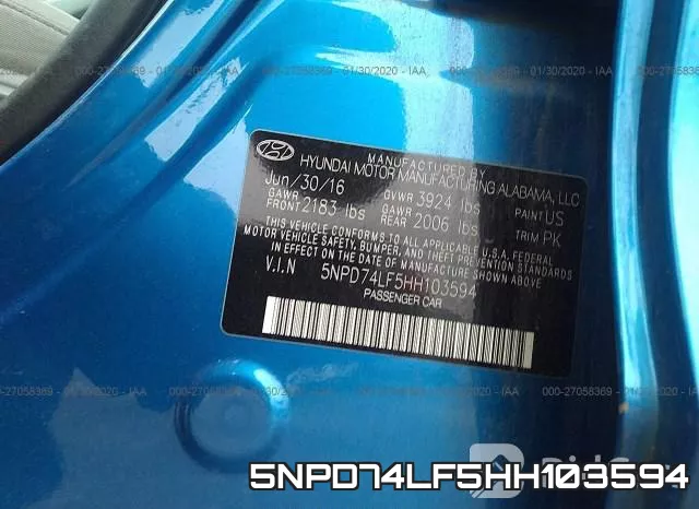 5NPD74LF5HH103594 фото 10