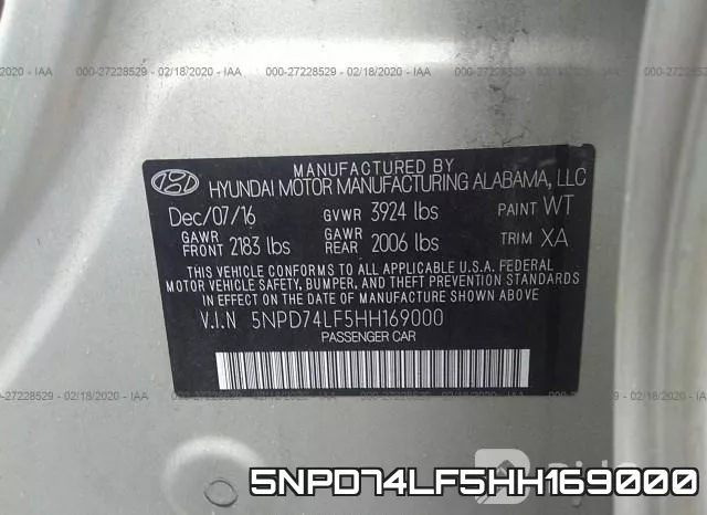 5NPD74LF5HH169000 фото 10
