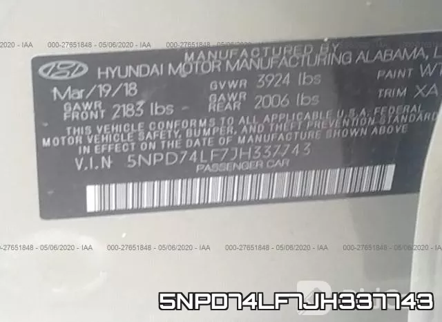 5NPD74LF7JH337743 фото 10