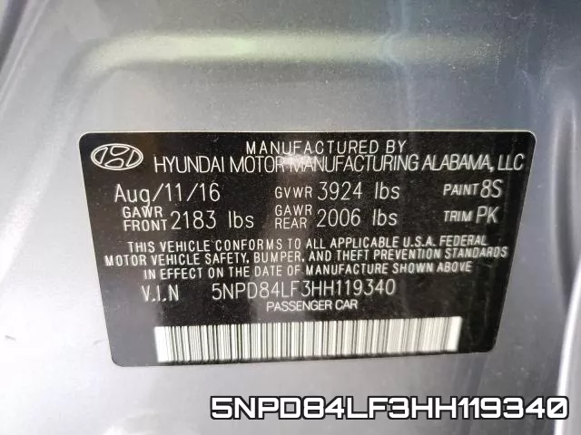 5NPD84LF3HH119340 фото 2