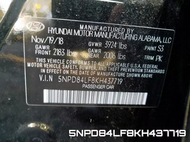 5NPD84LF8KH437719 фото 2