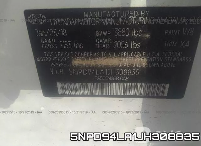 5NPD94LA1JH308835 фото 10