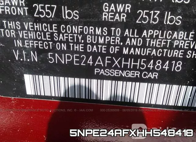 5NPE24AFXHH548418 фото 10