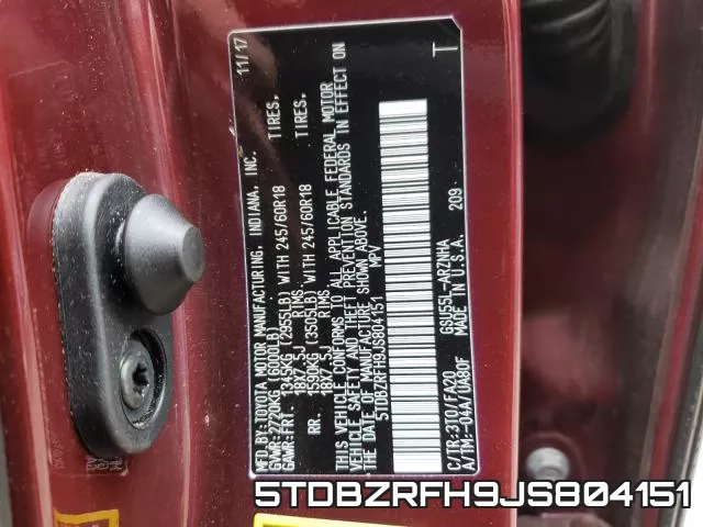 5TDBZRFH9JS804151 фото 2