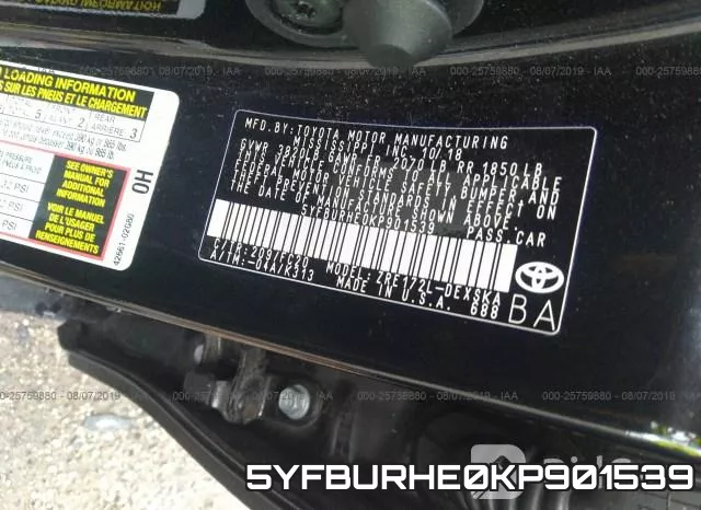 5YFBURHE0KP901539 фото 10
