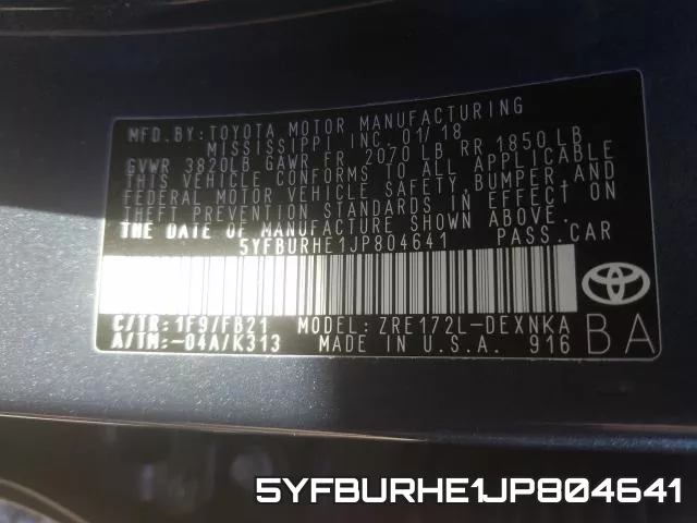 5YFBURHE1JP804641 фото 2