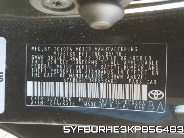 5YFBURHE3KP856483 фото 2