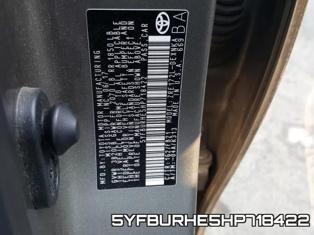5YFBURHE5HP718422 фото 2