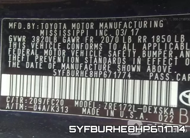 5YFBURHE8HP671774 фото 10