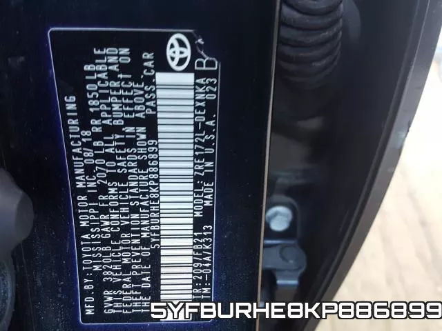 5YFBURHE8KP886899 фото 2