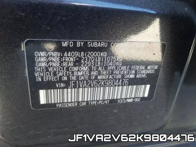 JF1VA2V62K9804476 фото 2