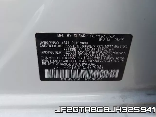 JF2GTABC8JH325941 фото 2