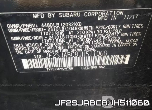JF2SJABC8JH511060 фото 10