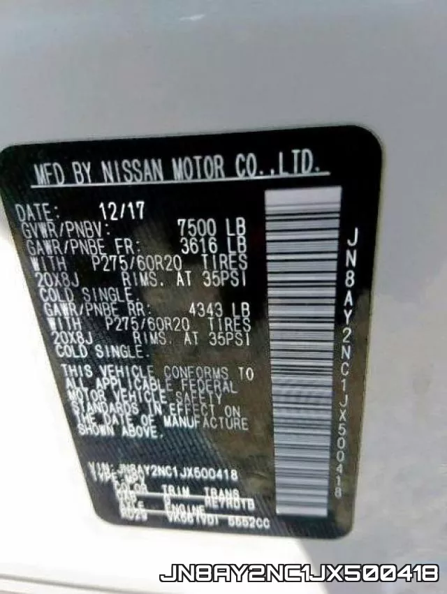 JN8AY2NC1JX500418 фото 2