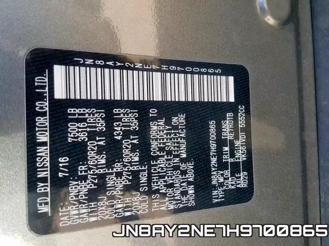 JN8AY2NE7H9700865 фото 2