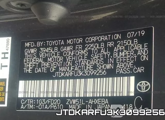 JTDKARFU3K3099256 фото 10