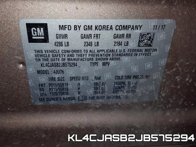 KL4CJASB2JB575294 фото 2