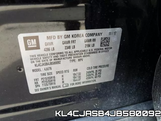 KL4CJASB4JB580092 фото 2