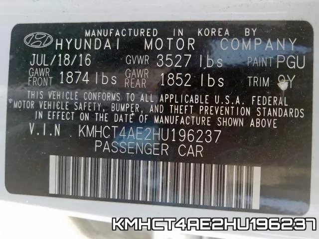 KMHCT4AE2HU196237 фото 2