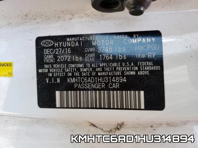 KMHTC6AD1HU314894 фото 2