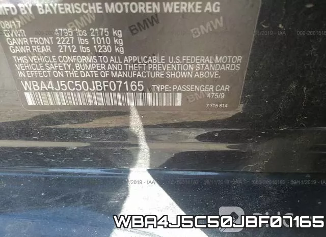 WBA4J5C50JBF07165 фото 10