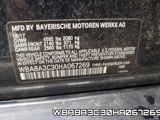 WBA8A3C30HA067269 фото 2