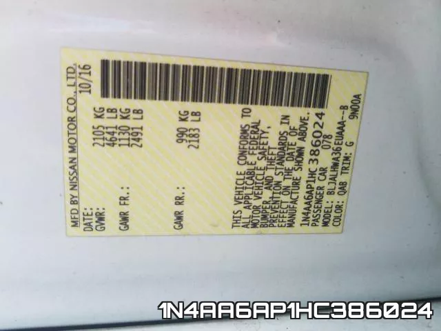 1N4AA6AP1HC386024 фото 2