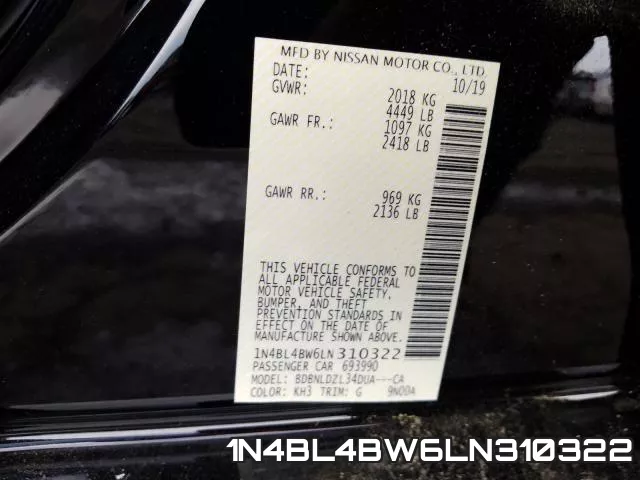 1N4BL4BW6LN310322 фото 2