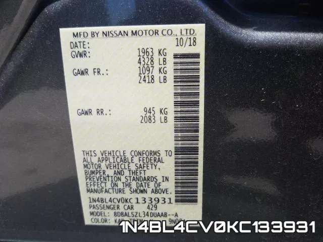 1N4BL4CV0KC133931 фото 2
