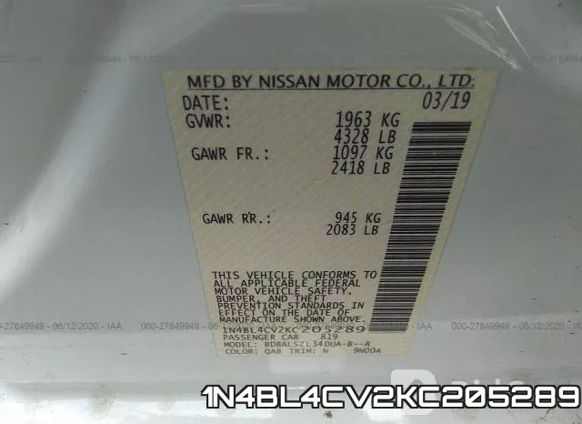 1N4BL4CV2KC205289 фото 10