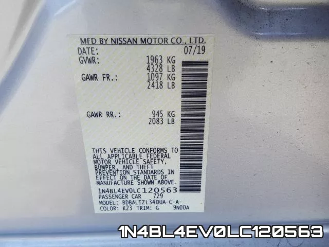 1N4BL4EV0LC120563 фото 2