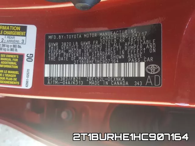 2T1BURHE1HC907164 фото 2