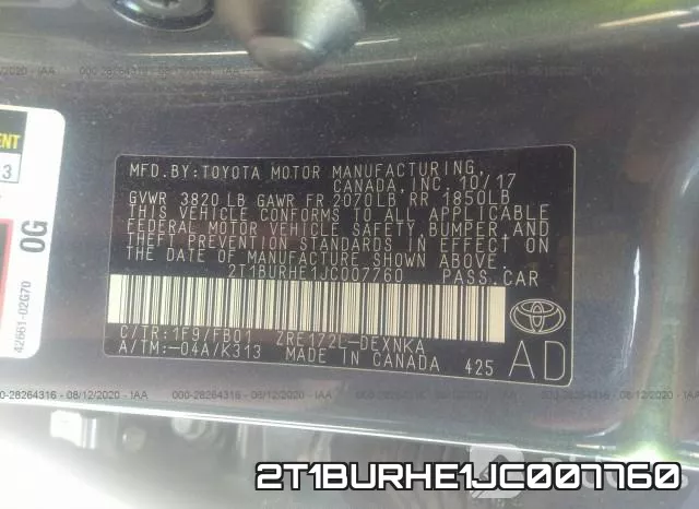 2T1BURHE1JC007760 фото 10