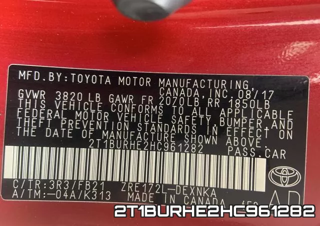 2T1BURHE2HC961282 фото 2