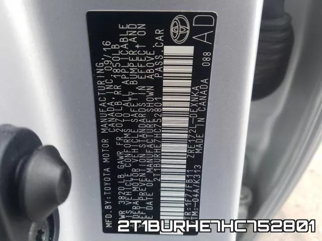 2T1BURHE7HC752801 фото 2