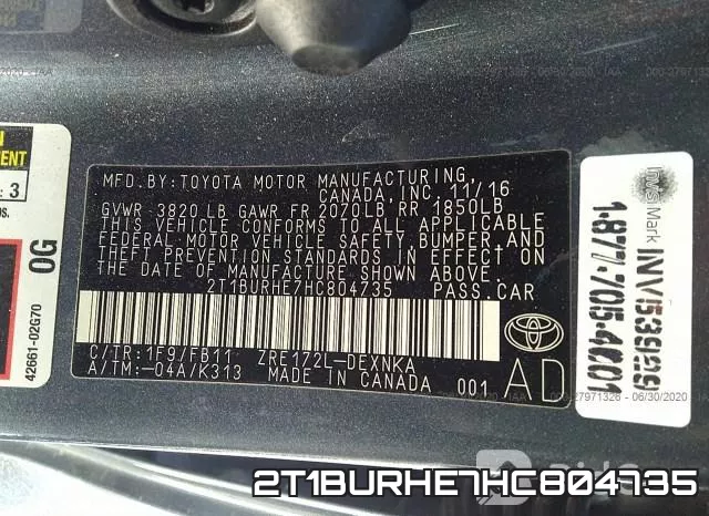 2T1BURHE7HC804735 фото 10