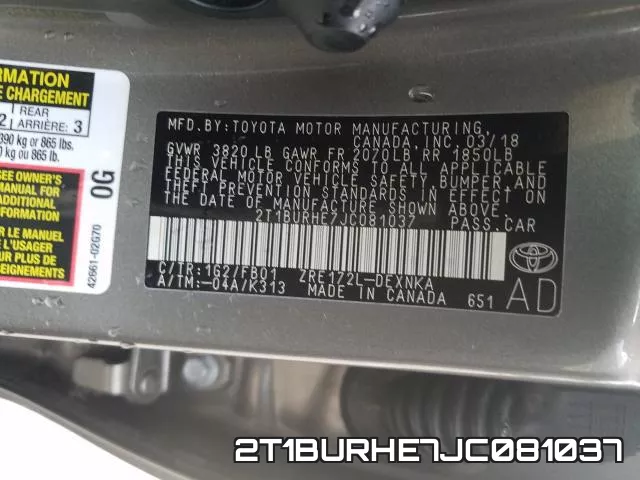 2T1BURHE7JC081037 фото 2