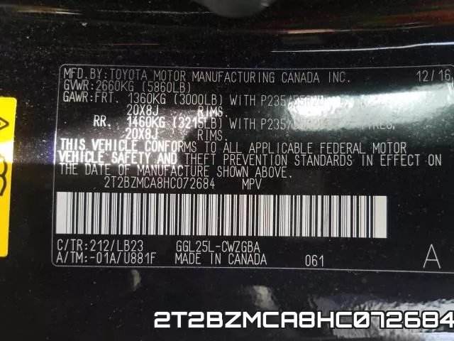 2T2BZMCA8HC072684 фото 2