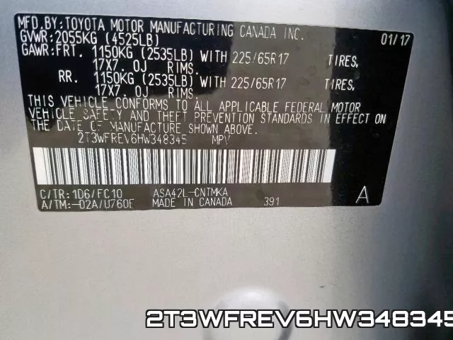 2T3WFREV6HW348345 фото 2