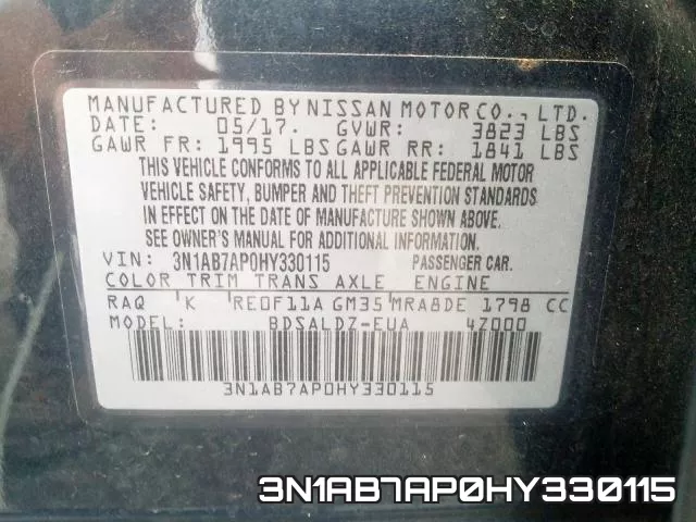 3N1AB7AP0HY330115 фото 2