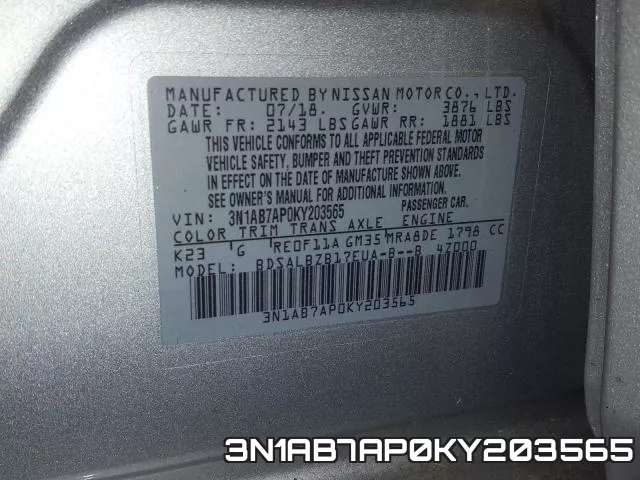 3N1AB7AP0KY203565 фото 2