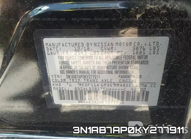 3N1AB7AP0KY277911 фото 10