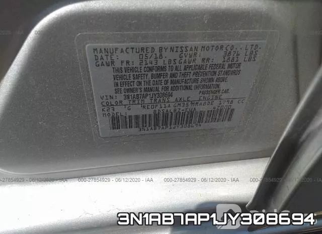 3N1AB7AP1JY308694 фото 10
