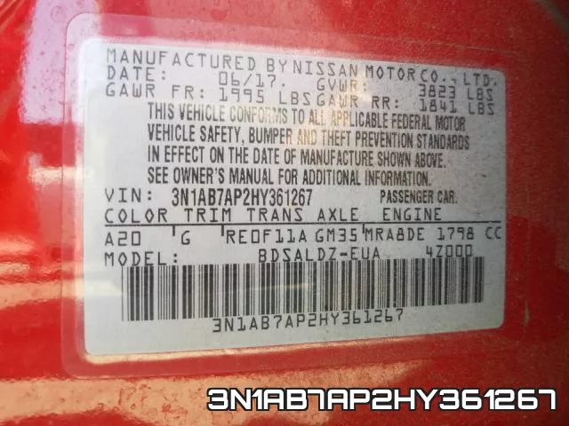 3N1AB7AP2HY361267 фото 2